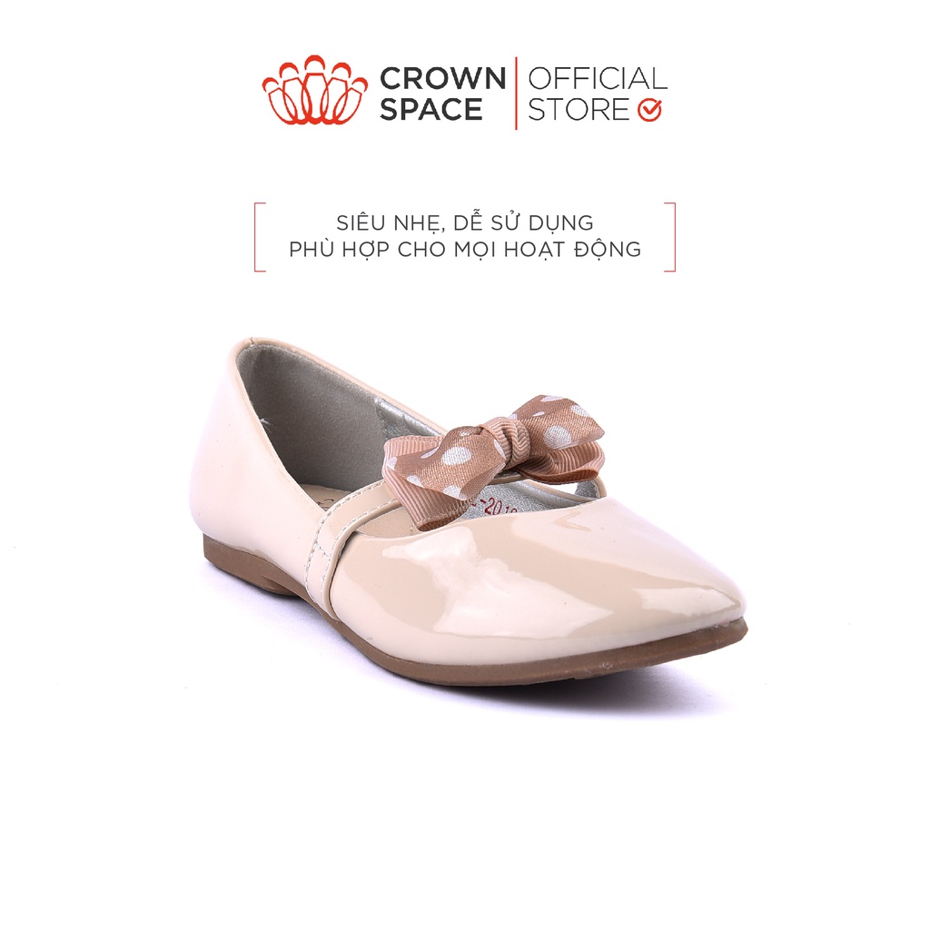 Giày Búp Bê Bé Gái Đi Học Đi Chơi Crown Space UK Ballerina Trẻ Em Cao Cấp CRUK3122 Màu Hồng Be Đen Size 30-36/6-14 Tuổi