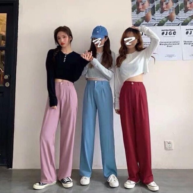 Quần culottes suông vải trượt đủ màu dài 100cm