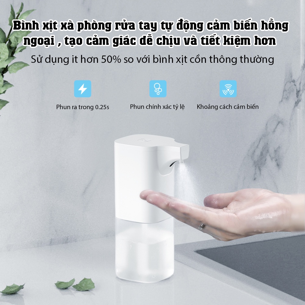 Bình Xịt Xà Phòng Rửa Tay Tự Động - Máy Xịt Xà Phòng Cảm Ứng Hồng Ngoại( Tặng 1 viên xà phòng)