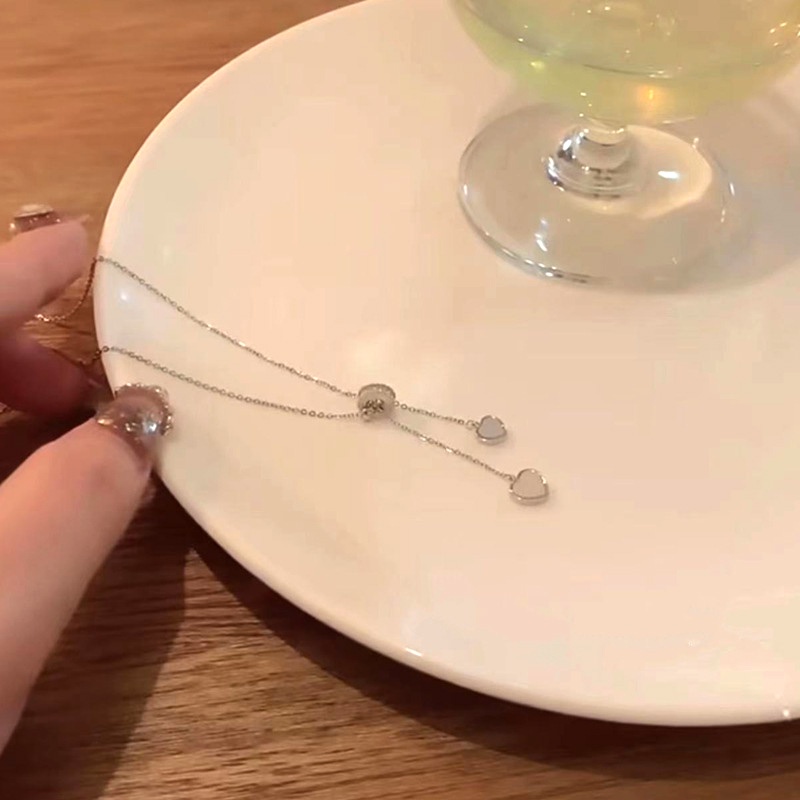 Vòng cổ Sợi Xích Mặt Trái Tim Đính Đá Sang Trọng Cho Nữ