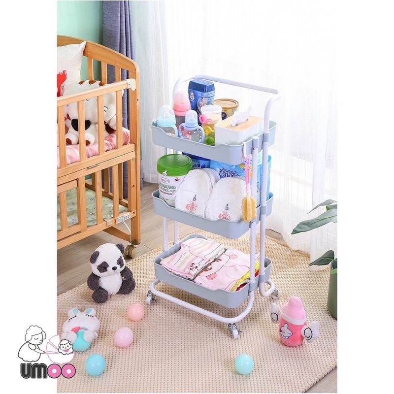 Kệ Đa Năng 3 Tầng Umoo Có Bánh Xe, Tay Cầm