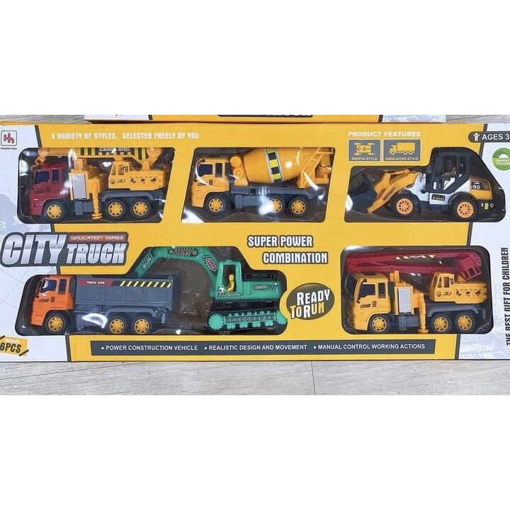 Đồ chơi xe công trình, set 6 xe công trình cỡ lớn, c ô tô mô hình các loại xe công trình..đồ chơi cho trẻ em