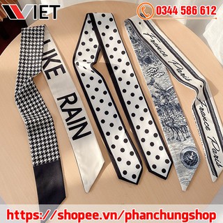 Khăn quàng cổ lụa họa tiết thanh lịch sang trọng 100x8 cm