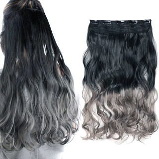Tóc giả WIGSIN nối tóc kiểu xoăn/ thẳng nhuộm màu đen xám ombre thời trang dành cho nữ