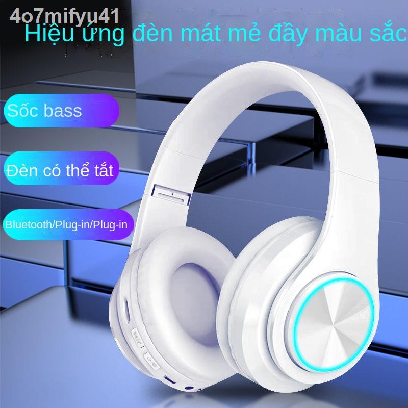 ∈▽Bluetooth dạ quang tai nghe không dây loa siêu trầm thẻ nhạc gấp điện thoại di động phổ thông