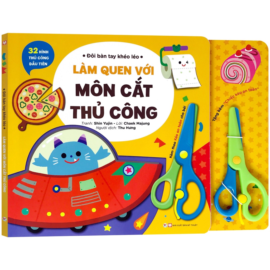 Sách - Đôi Bàn Tay Khéo Léo - 32 Hình Cắt Thủ Công - Làm Quen Với Môn Cắt Thủ Công (5+) Tặng kèm Chiếc kéo an toàn​