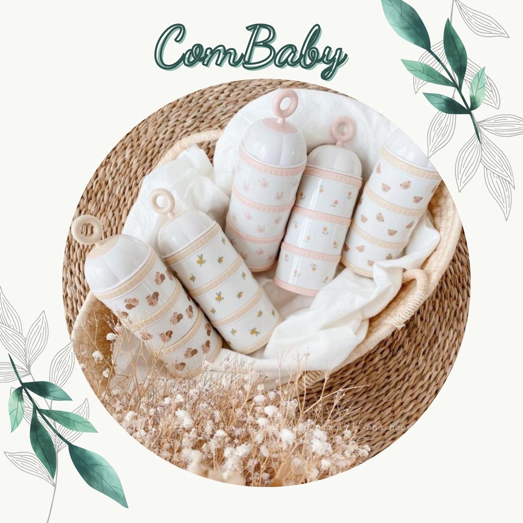 Hộp chia SỮA VÀ THỨC ĂN Họa tiết 3 ngăn TGM Nội địa HÀN QUỐC