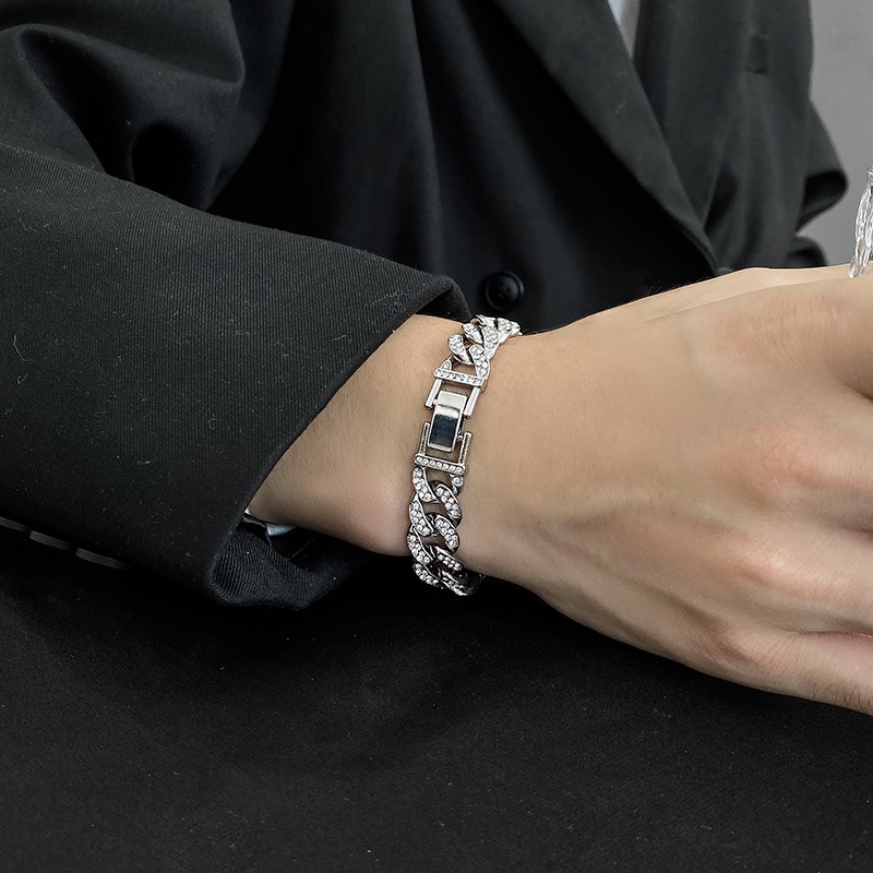 Vòng đeo tay 19a1448 đính đá toàn bộ phù hợp với phong cách thời trang hip hop cho nam và nữ