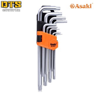 Bộ hoa thị 9 chi tiết t10-t50 asaki ak-0413, bộ lục giác bông asaki giocongcu