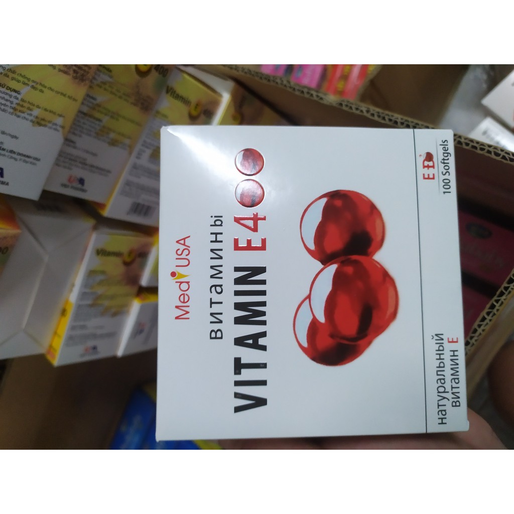 Vitamin e 400 đẹp da, mờ thâm, chống lão háo, làm sáng và mịn da, làm da sáng tự nhiên có tinh chất nha đam hộp 100 viên