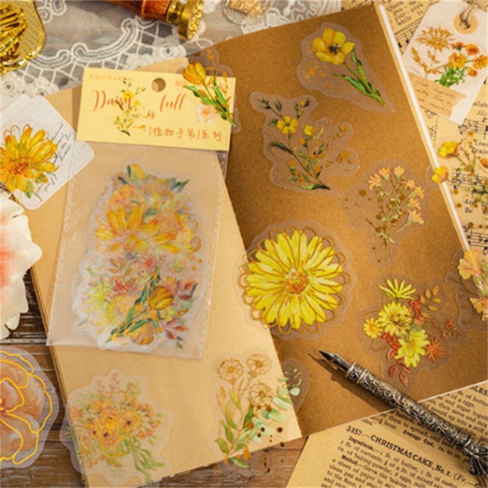 Bộ 30 Sticker Dán Trang Trí Hình Hoa Xinh Xắn|Miếng Dán Trong Suốt Nhiều Màu Sắc Trang Trí Sổ Tay