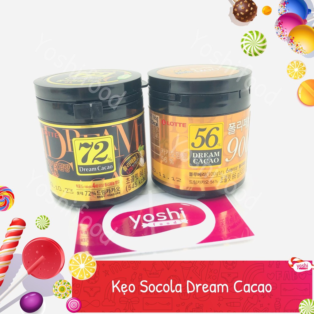 [2 LOẠI] Chocolate Đắng Lotte Dream Cacao hủ 86gr