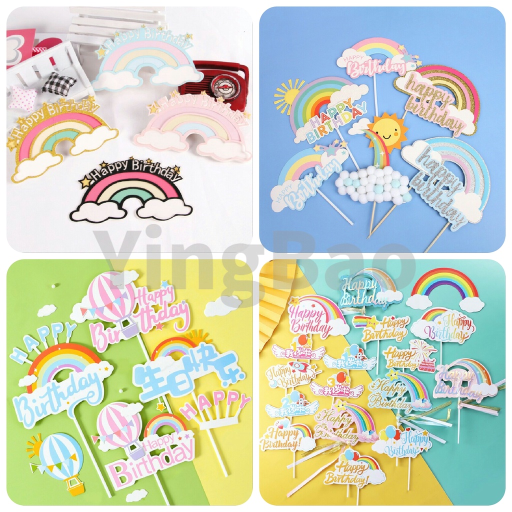 Phụ Kiện Trang Trí Bánh Kem Sinh Nhật 1 Tuổi Hình Cầu Vồng/Ngôi Sao/Đám Mây Dành Cho Bé Trai Và Bé Gái