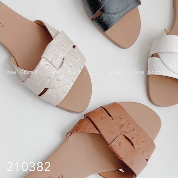 BEESHOES - DÉP NỮ MŨI TRÒN QUAI NGANG ĐAN - DÉP NỮ MŨI TRÒN QUAI NGANG ĐAN ĐẾ BỆT SẴN MÀU ĐEN - TRẮNG - NÂU - KEM 210382