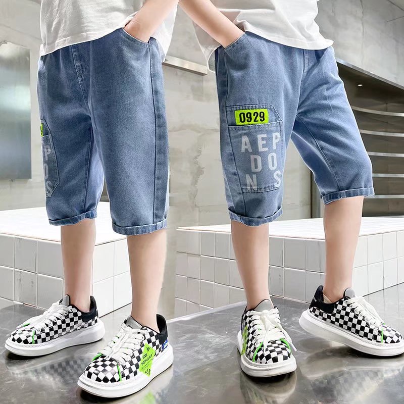 Quần short denim BXPB ống rộng nhiều túi phong cách Hàn Quốc thời trang mùa hè dành cho bé trai