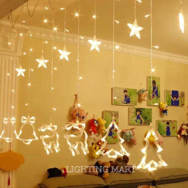 Dây đèn led rèm sao trăng trang trí giáng sinh, ngày lễ tết