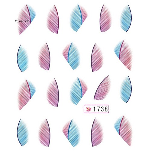 *˚View*✧⁺3D Beauty Leopard Water Transfer Stickers Decoration Nail Art Tips Feather Decals