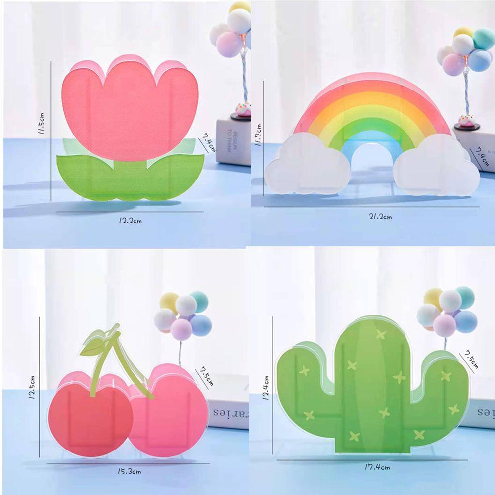 LAKAMIER Hộp Đựng Bút Bằng Acrylic Nhiều Ngăn Họa Tiết Cherry Màu Cầu Vồng Độc Đáo Tiện Dụng