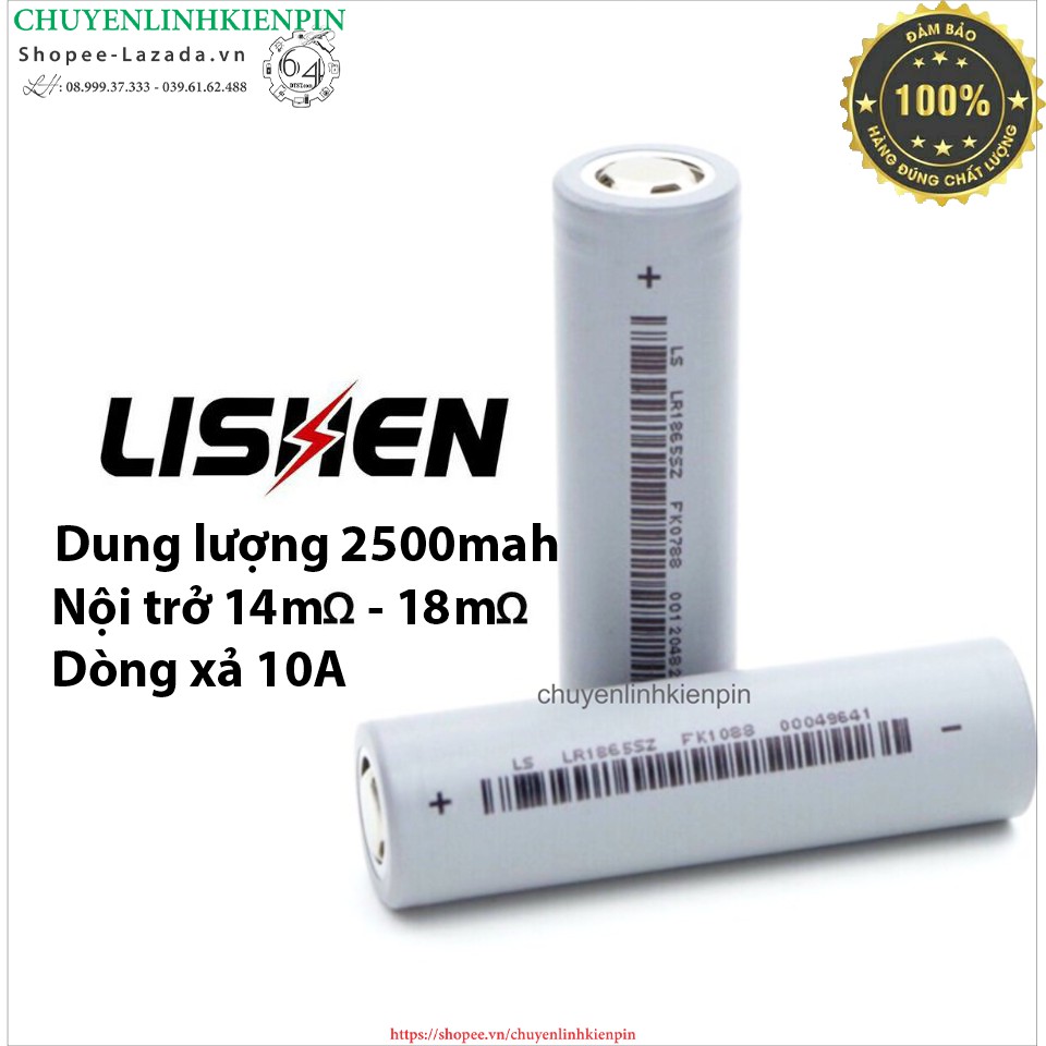 Cell Pin Ls Lishen xám 2500mAh, Dòng xả cao 10A  (BL64_3)