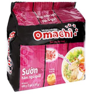 Lốc 5 gói mì sườn ngũ quả Omachi 80g/gói