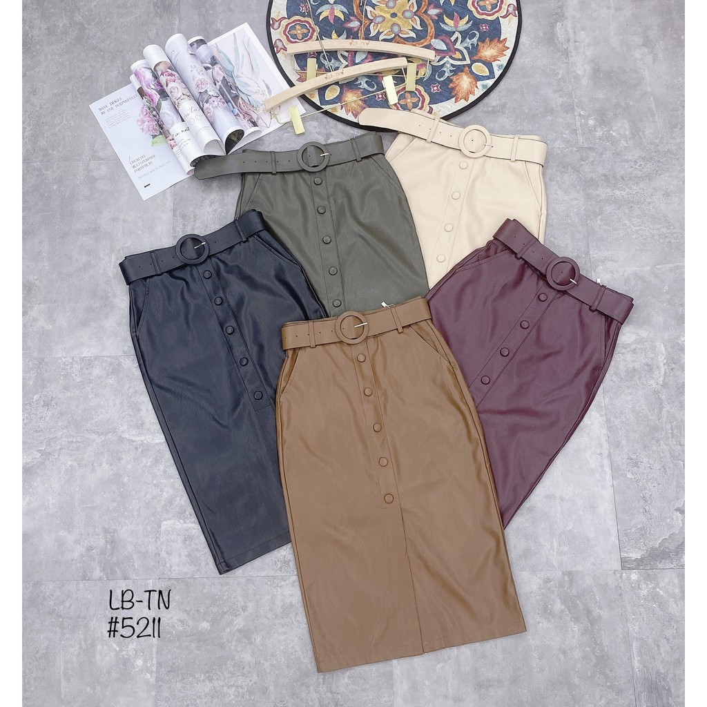 Chân váy da ôm - dáng dài , kèm đai | BigBuy360 - bigbuy360.vn