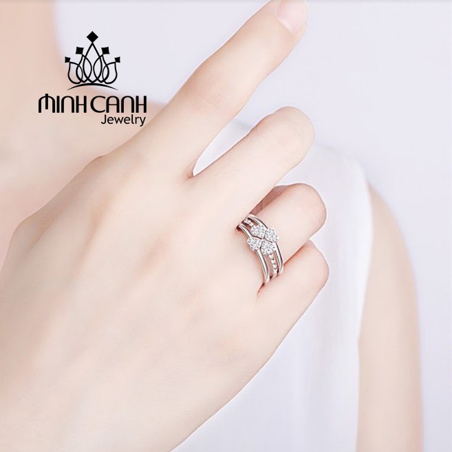 Nhẫn Ghép Cỏ 4 Lá Đính Đá Mua 1 Được 3 Dạng Hở Freesize - Minh Canh Jewelry