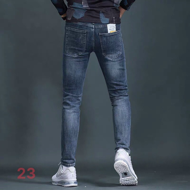 Quần Jean Nam Xanh Trơn đơn giãn form ôm chất Vải Jean Co giãn skymen23