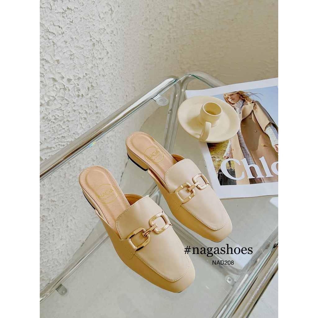 [FORM BÉ CHỌN LÊN 1 SIZE]  DÉP SỤC NAGASHOES KHÓA KIỂU MŨI VUÔNG NAD208