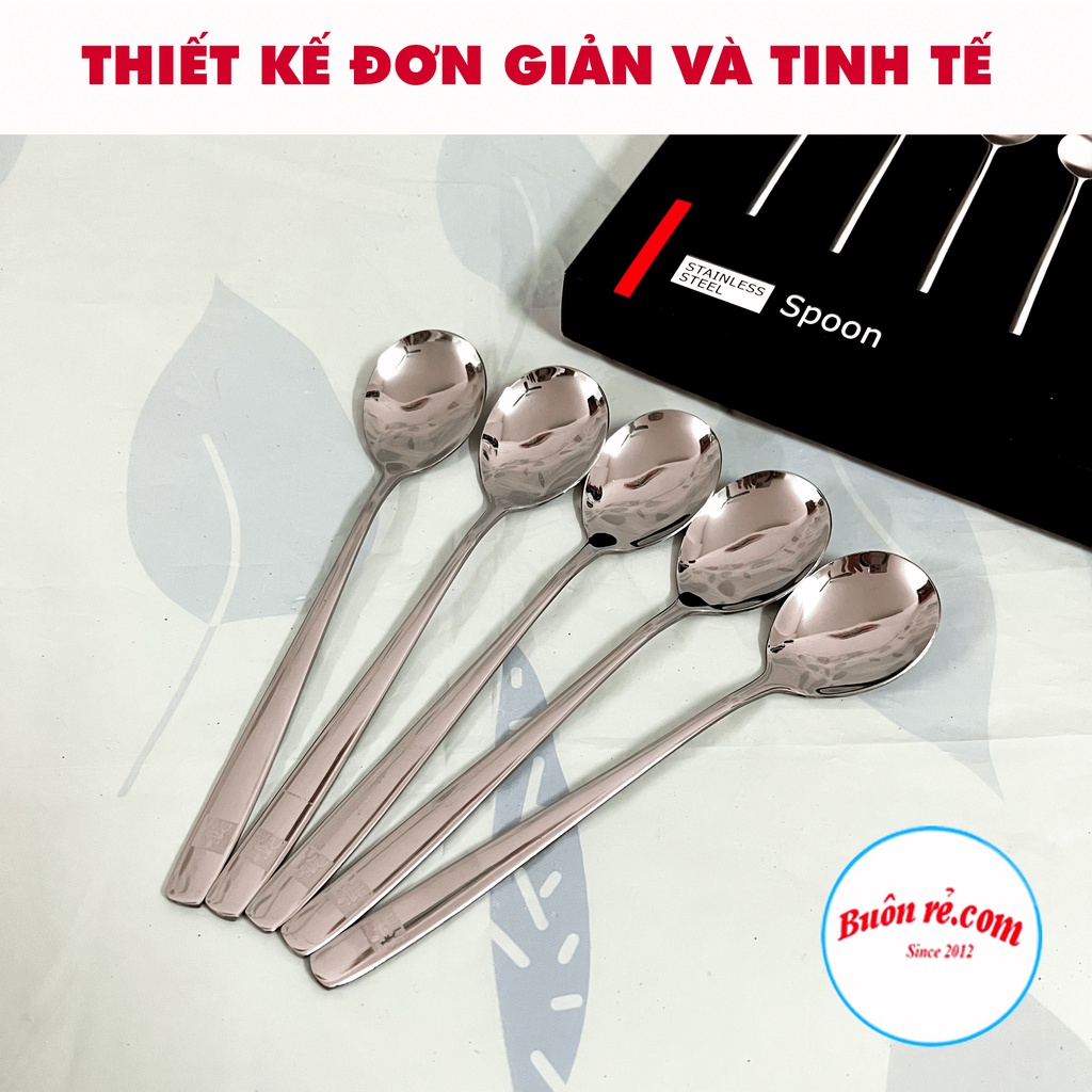 Set hộp 5 thìa inox cao cấp-5 thìa inox cán dài đóng hộp xuất Đức phong cách Châu Âu 01531