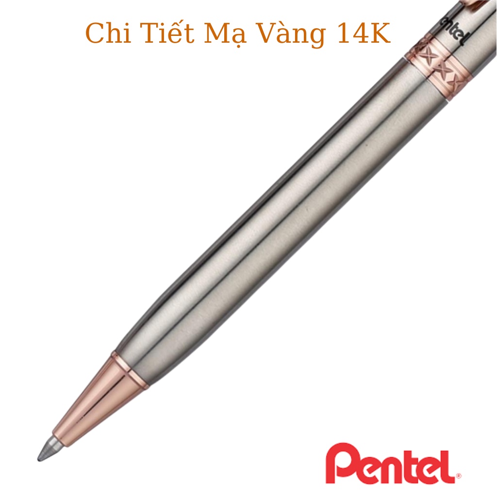 Bút Ký Thân Kim Loại Mạ Vàng Nét 0.8mm Pentel B810PG-C