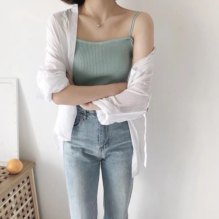 VN074 Áo hai dây dệt kim mùa hè