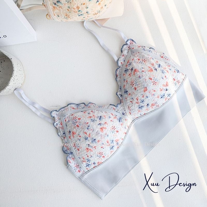 Áo ngực nữ Wexuu áo bra hoa nhí trẻ trung ngọt ngào, không gọng đệm mỏng viền Su siêu thoải mái - BR17