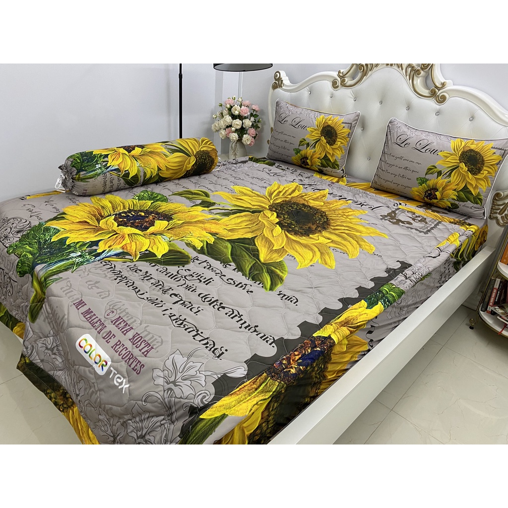 Bộ Drap mền + áo gối  thun Ý 5D Cao Cấp , mát lạnh, thấm hút tốt.