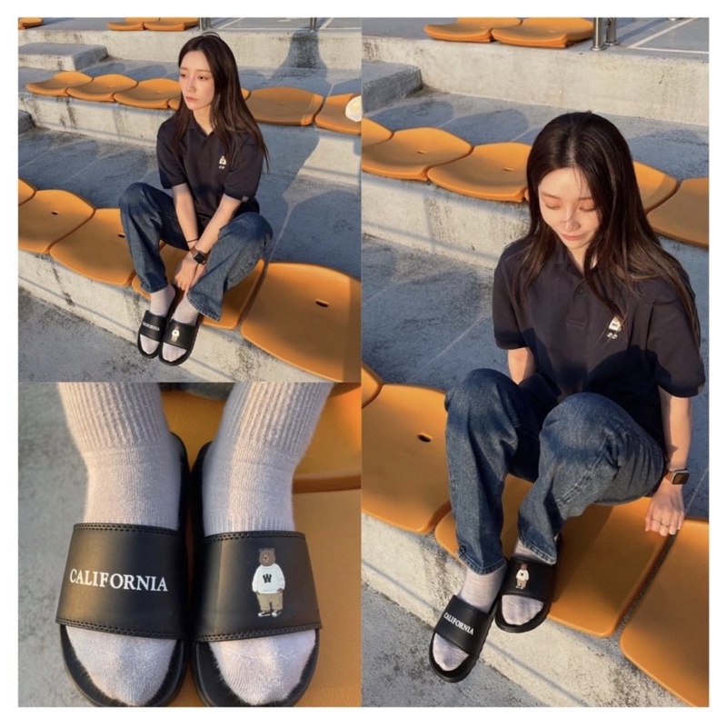 Dép WHO.A.U Whoau quai ngang gấu Cali