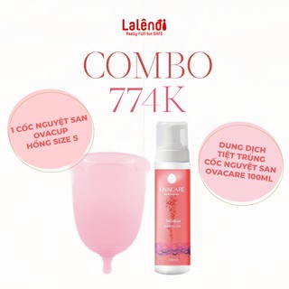 COMBO 1 Cốc nguyệt san Ovacup - Hồng - size S và Dung dịch tiệt trùng Cốc nguyệt san Ovacare 100ml