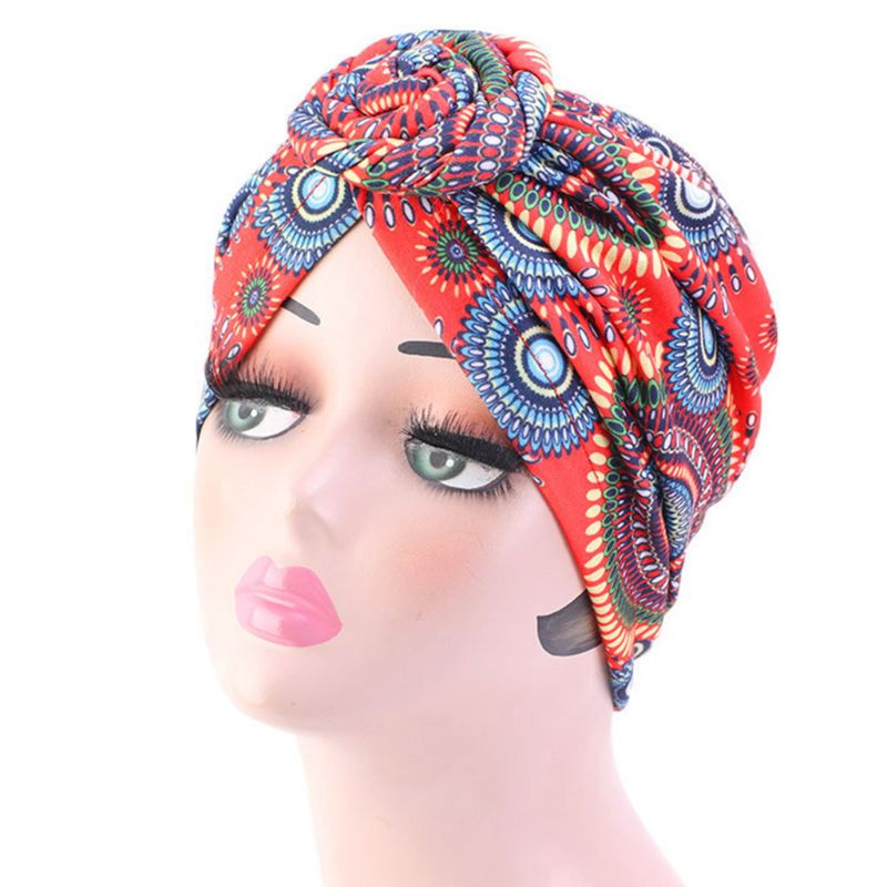 Mũ Turban Thắt Nút Họa Tiết Thổ Cẩm Cho Nữ