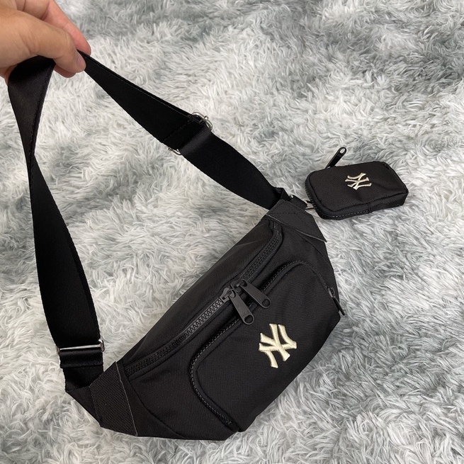 Combo túi đeo chéo MLB NY MONOGRAM WAIST BAG BLACK - Cam kết xuất dư 100%