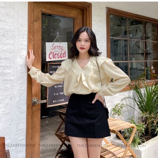 Áo sơ mi cổ bèo zareen som48 vàng