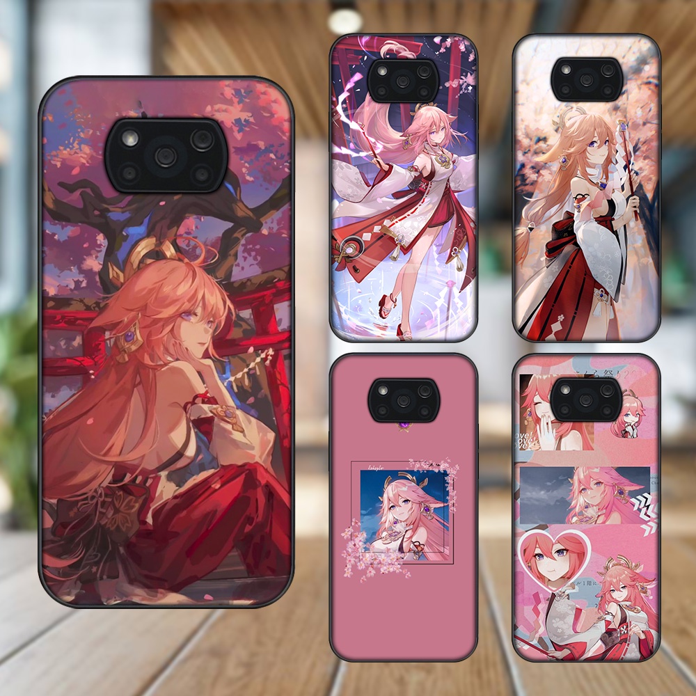 Ốp lưng Xiaomi Poco X3, Poco X3 Pro, Poco X3 NFC viền đen in hình Yae Miko Genshin Impact