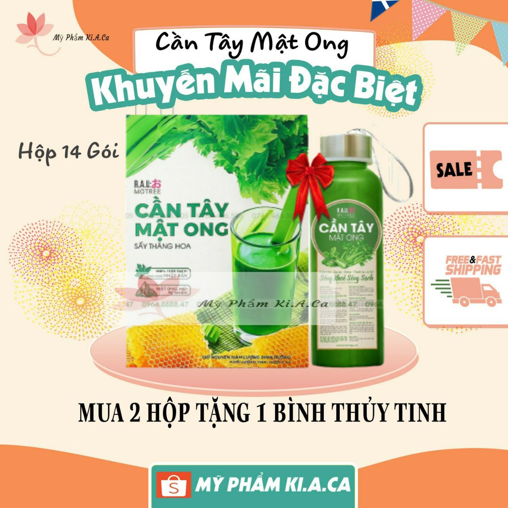 Giảm Cân Hiệu Quả Sau 7 Ngày Với Bột Cần Tây Mo ( Hộp 14 gói ) - mua 2 hộp tặng 1 bình thủy tinh