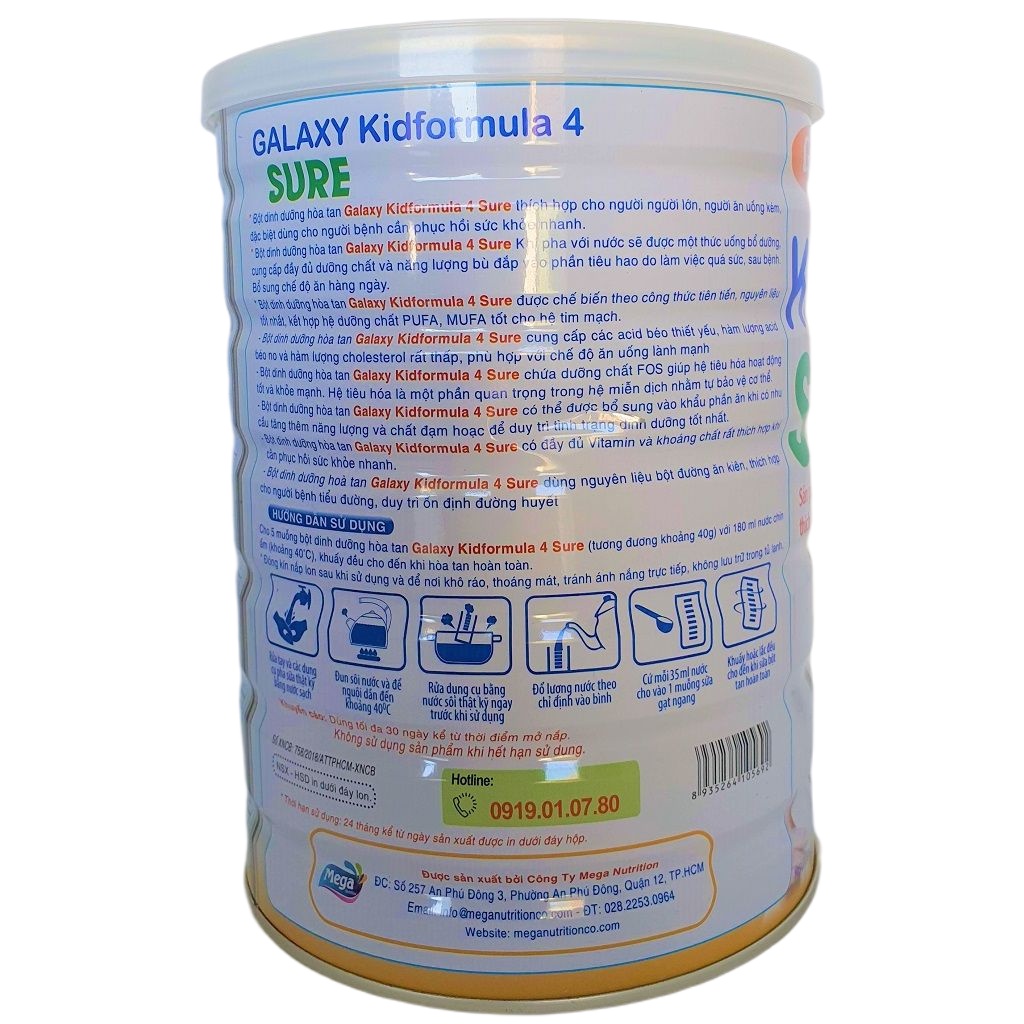 Sữa bột cho người già ăn kém, phòng loãng xương, ngừa tiểu đường Kidformula Sure lon 900g