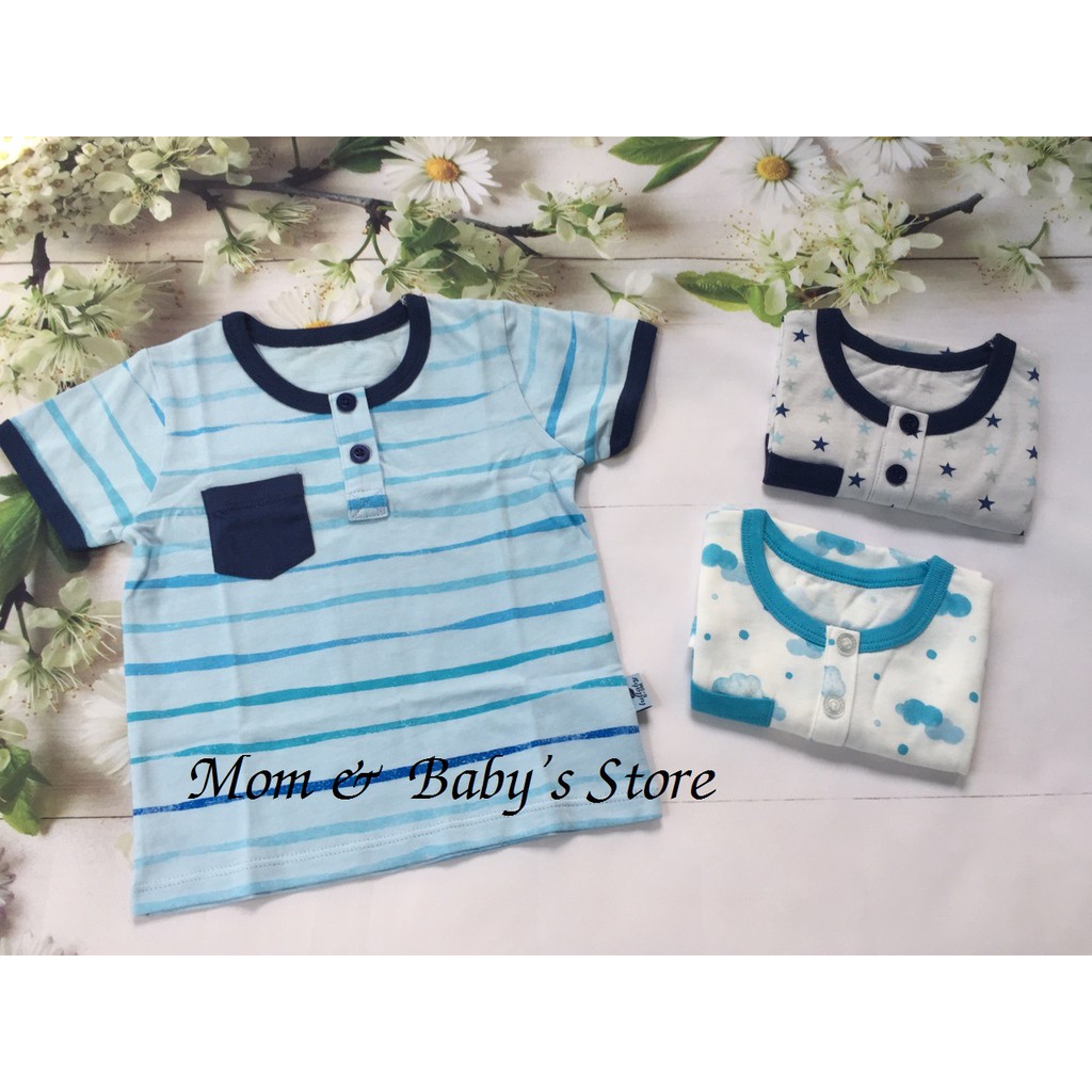 Áo cộc tay bổ nẹp bé trai Lullaby BST mới