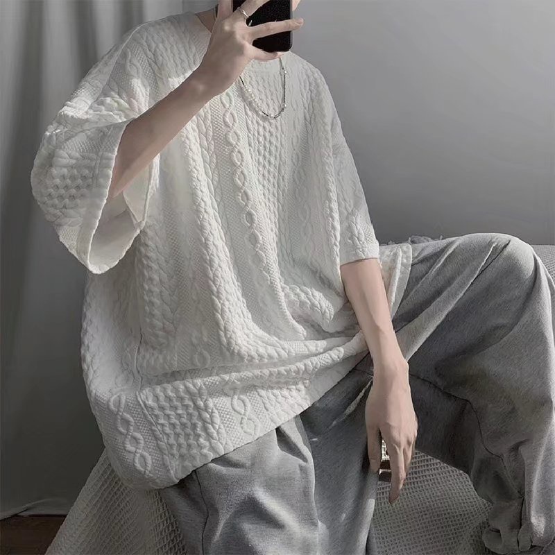 Áo Thun Ngắn Tay Phong Cách Retro Đường Phố Hong Kong Cho Nam