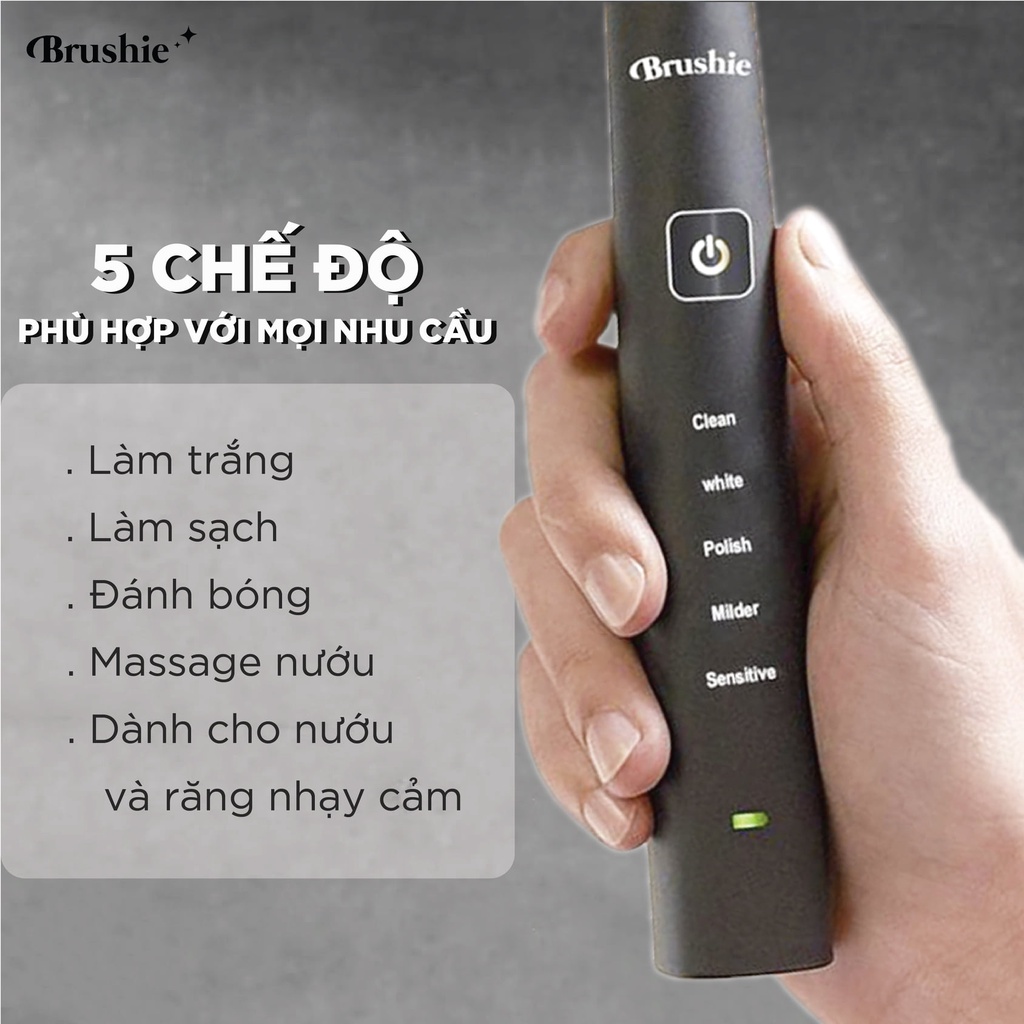 [Tặng 2 quà] Combo Brushie+Smilee Ver 2 Extra-Bàn chải điện tích hợp máy rửa mặt +Tẩy trắng răng tại nhà Smilee Extra V2