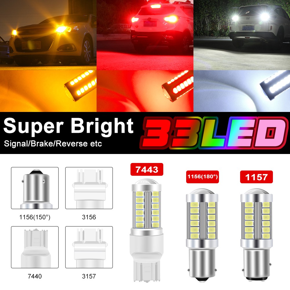 1 Bóng Đèn LED 33 Bóng 1157 BAY15D 1156 BA15S BAU15S 7440 T20 P21W Cho Xe Hơi