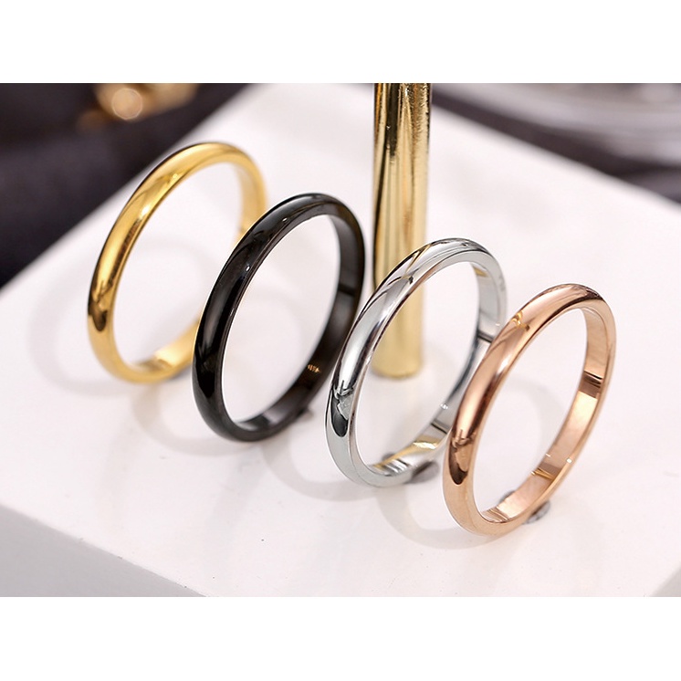 Nhẫn cặp đơn titan inox trơn mo tròn không đen giá 1 chiếc NC197 không đen không phai
