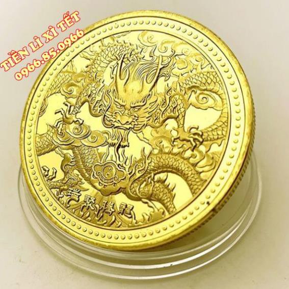 [TRỢ GIÁ] Xu Hình Con Rồng Hong Kong May Mắn Thu Hút Tài Lộc Vận May