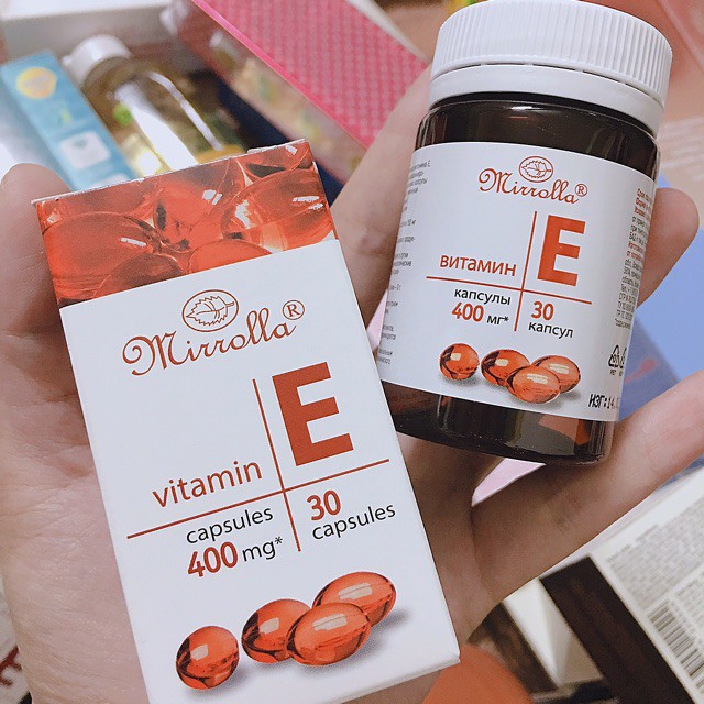 Vitamin E đỏ Mirrolla Nga 400mr đẹp da móng tóc hũ 30v