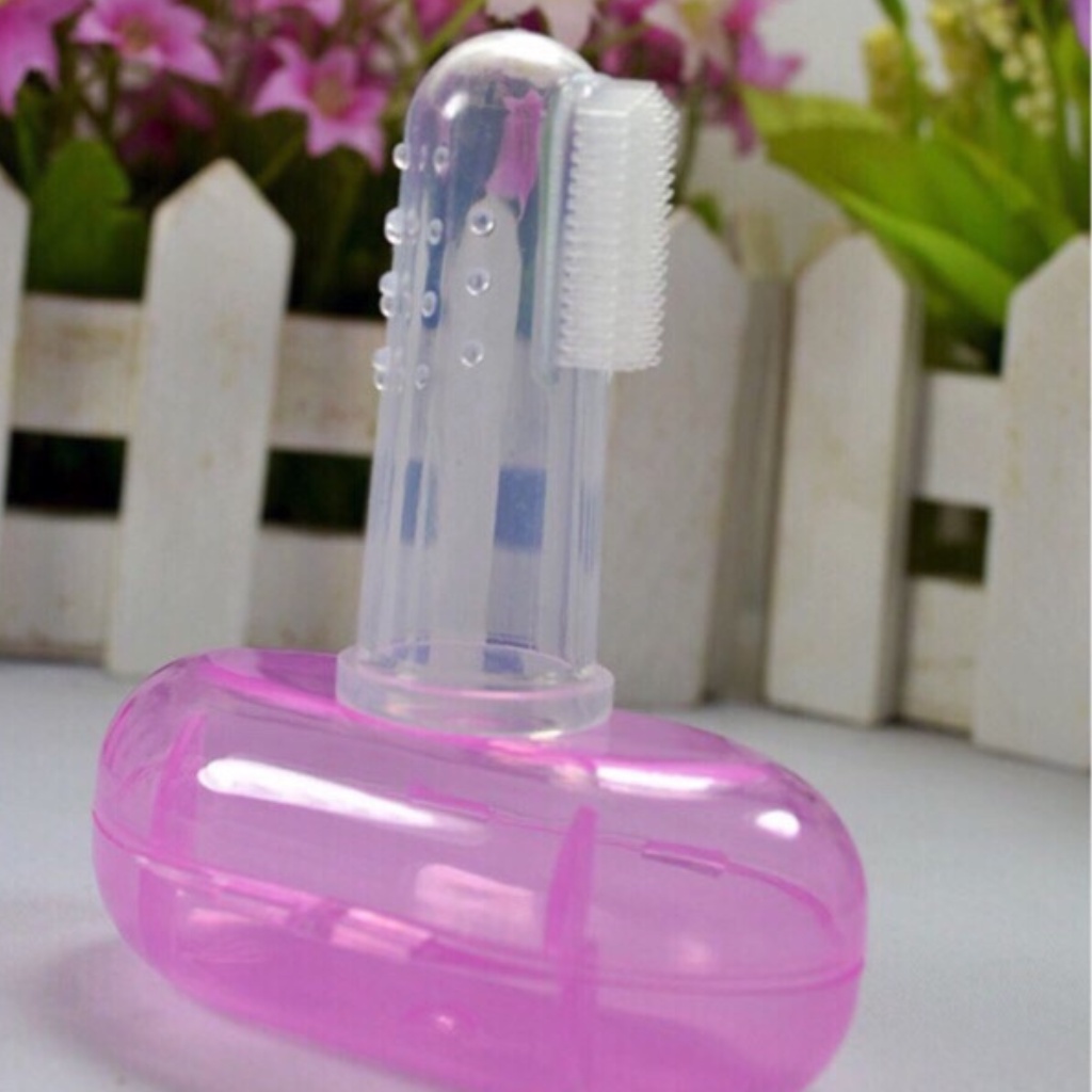 rơ lưỡi cho bé, rơ lưỡi xỏ ngón vệ sinh răng miệng cho bé SILICON