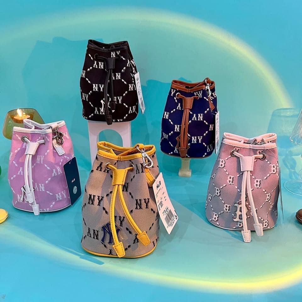 Túi MLB Mini Monogram Diamond Jacquard  Bucket Bag New York Yankees - Túi đeo chéo mini MLB chính hãng
